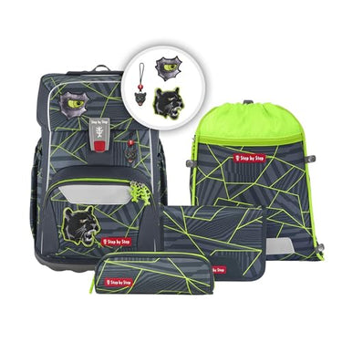 Step by Step Giant Schulranzen-Set „Dragon Drako“, 5-teilig, rot, ergonomischer Tornister mit Reflektoren, höhenverstellbar mit Hüft- und Brustgurt, für Jungen ab der 1. Klasse, 23 Liter im Sale